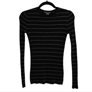 VINCE Crewneck Black and Gray Ribbed Striped Sweater Size XSmall